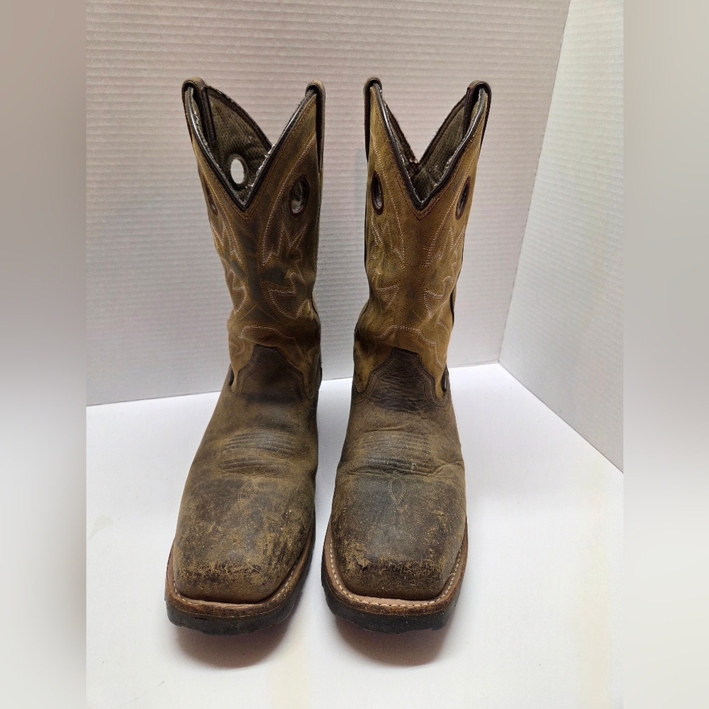 Double H Square-Toe Western Cowboy Composite Toe Brown Boots Mens Size 10.5